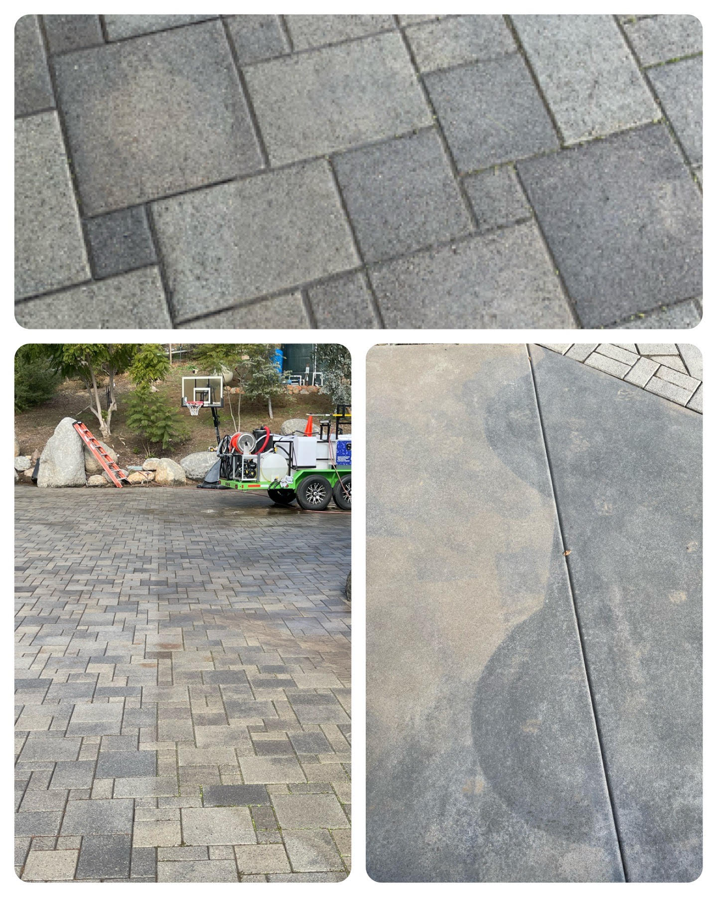 6000 sqft Residential Paver Driveway Cleaning in Ramona, CA
